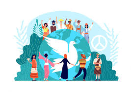 Premium Vector | Peace international day. world global harmony, unity and  religion. hope or love symbol, dove and diverse people together vector  concept. hope international unity, world love freedom illustration