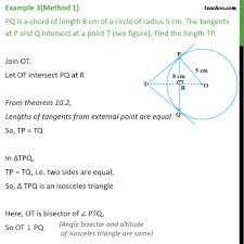 Example 3 Pq Is A Chord Of Length 8 Cm Of A Circle Examples