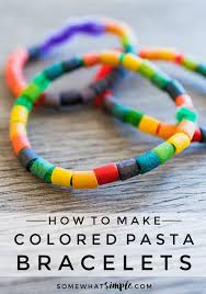 colored pasta bracelet craft for kids