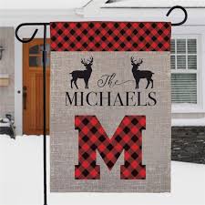 Personalized Plaid Initial Garden Flag
