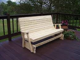 pine wood highback outdoor glider bench