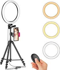 Amazon Com 12 Led Selfie Ring Light With Tripod Stand Cellphone Holder For Live Stream Makeup Youtube Video Dimmable Beauty Ringlight For Iphone Android Phone Color Temperature 3000k 6000k 168bulbs Remote