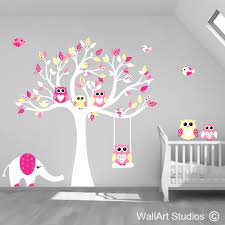 Owl Tree With Elephant Nursery Wall