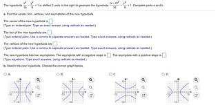Solved An Equation Of A Hyperbola Is