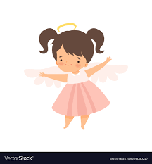cute angel with nimbus and wings