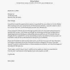 Thank You Letter For A Job Lead Examples