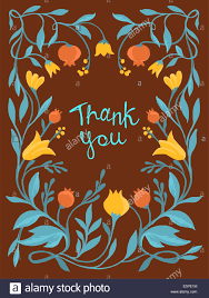Thank You Card In Flat Style Greeting Card With Floral