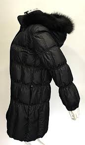 Cinzia Rocca Black Down Fox Fur Hooded Jacket Italy It 42 Coat Size 6 S