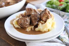 slow cooker smothered beef tips mel s