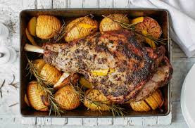 roast lamb with helback potatoes