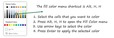 excel fill color shortcut