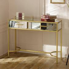 large gold frame mirrored console table