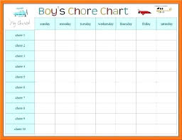 Detailed Weekly Chore Chart For Teenagers Printable Chore