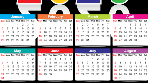 Full Page Yearly Calendar 2020 Printable Cute Excel Set