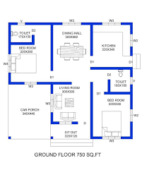 750 Sq Ft 2 Bedroom Single Floor Low