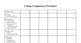 6 College Comparison Worksheets Word Templates