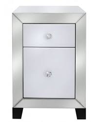 mirror glass white bedside cabinet 2
