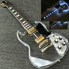 custom led light electric guitar maple
