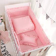 5pcs set pink princess baby cot pers