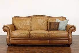 natural leather sofa br nailhead trim