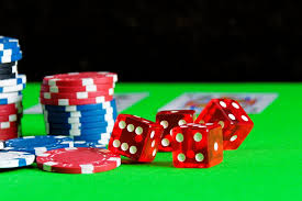 Poker chips and dice