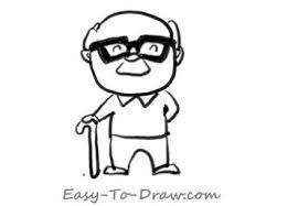 how to draw a cartoon grandpa with a