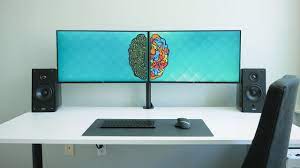 ultimate dual monitor desk setup you