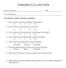 Training Evaluation Form Word Workshop Template Report Flybymedia Co