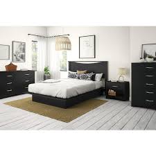 Step One Pure Black Queen Platform Bed