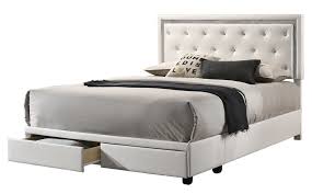 Ebba White Faux Leather Queen Bed
