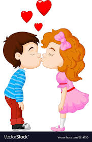 cartoon boy and are kissing