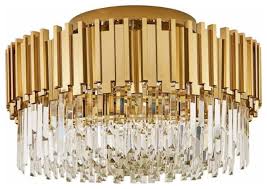 Gold Plated K9 Crystal Flush Mount Ceiling Chandelier By Morsale Contemporary Chandeliers By Luxhomedecor
