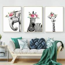 Cute Animal Giraffe Zebra Canvas