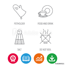 Salt Potholder And Food Drink Icons Do Not Boil Linear