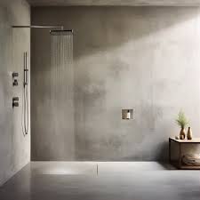 Shower And Walk In Shower In Waxed Concrete