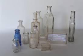 small vintage glass bottles off 70
