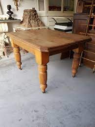 Pine Dining Table On Iron Wheels 1970s