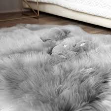 latepis sheepskin faux furry gray 10 ft