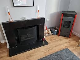 A Pellet Stove In A Fireplace