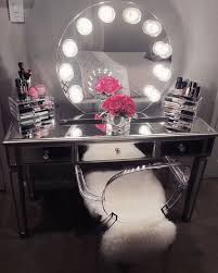 makeup vanity table with lighted mirror
