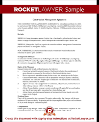 Construction Management Agreement Contract Form With Sample
