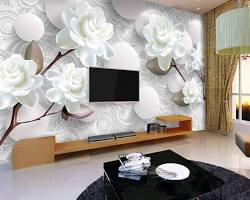 Image of 3D white peony wallpaper design