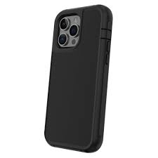 onn rugged phone case with holster for iphone 14 pro black