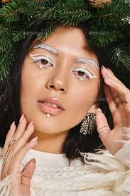 asian woman with white eye makeup