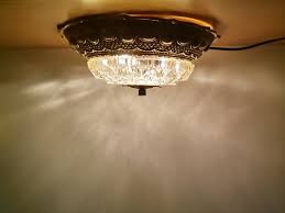 Glass Flush Mount Ceiling Lamp 1930s
