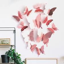 Rose Gold Mirrored Erfly Wall