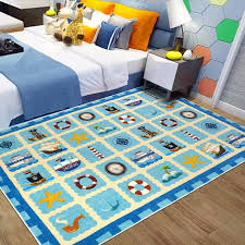 blue nautical ocean theme kid rug boat