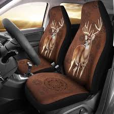 Deer Hunting Mandala Leather Car Seat