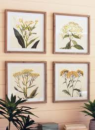 Wood Framed Flower Print Wall Art Set
