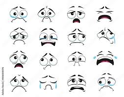 vecteur stock cartoon faces with crying
